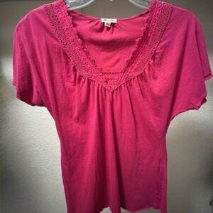 Small/Petite Sheryl Crow Bootheel Trading Company Maroon Casual Lace Top